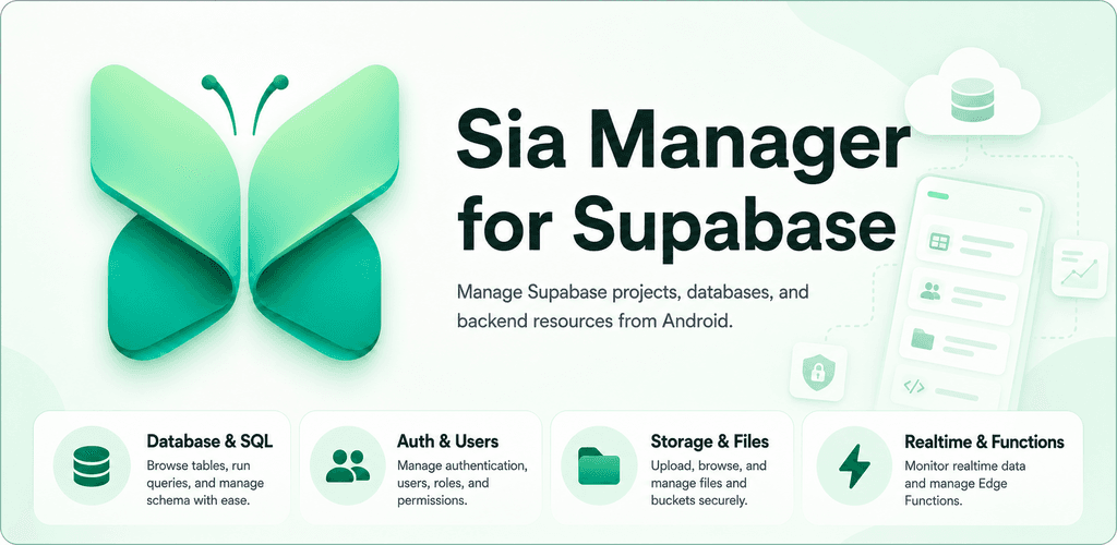 Sia Manager for Supabase feature graphic