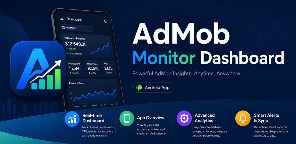AdMob Monitor Dashboard feature graphic