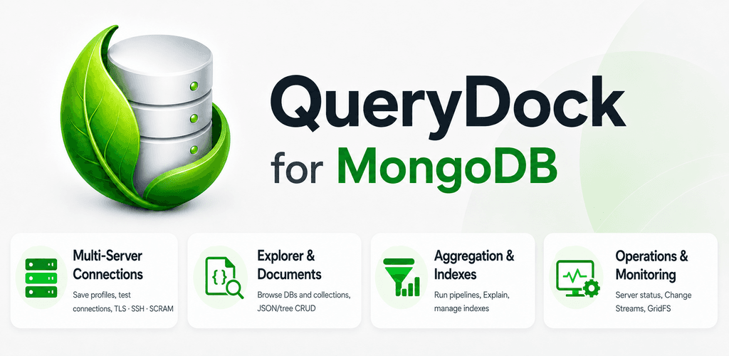 QueryDock for MongoDB feature graphic